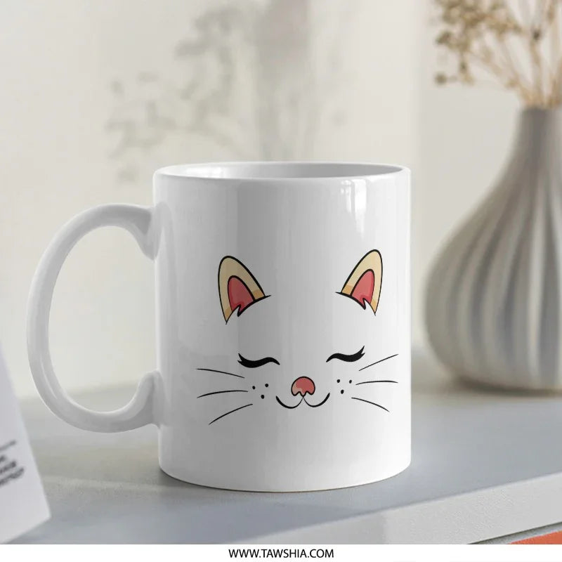 Cute Cat Face Design Coffee Mug Perfect Gift product