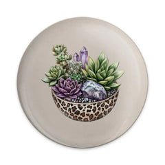 Leopard Print Succulent Terrarium Pinback Button, Crystal Accent Button, Stylish Home Decor, Cute Plant Button, Gift For Plant Lover - Tawshia