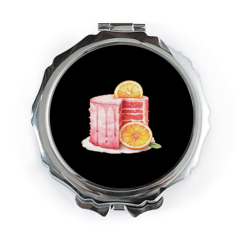 Orange Cake Pocket Mirror, Pink Drip Cake Mirror, Dessert Mirror, Foodie Gift, Cute Pocket Mirror, Cake Lover Gift, Compact Mirror - Tawshia