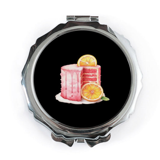Orange Cake Pocket Mirror, Pink Drip Cake Mirror, Dessert Mirror, Foodie Gift, Cute Pocket Mirror, Cake Lover Gift, Compact Mirror - Tawshia