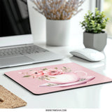 Tea Cup MousePad, Floral Mouse Pad, Pink Flowers Mousepad, Feminine Desk Decor, Girly Office Accessories, Cute Mousepad Gift Idea - Tawshia