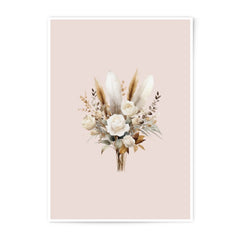 Boho Floral Photographic Prints, Rose and Feather Bouquet Art, Neutral Tone Wall Decor, Botanical Print, Flower Photography, Home Decor - Tawshia