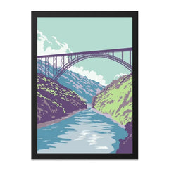 Bridge Wall Art Print, River Landscape Art, Scenic View Poster, Mountain Bridge Decor, Nature Wall Art, Minimalist Art Print - Tawshia