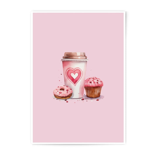 Watercolor Treats Photographic Prints, Coffee Cup, Donut, Cupcake Wall Art, Foodie Decor, Kitchen Art Print, Sweet Treats Print - Tawshia