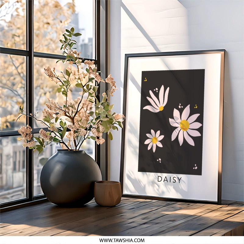 Daisy Wall Art, Floral Print, Minimalist Art, Flower Wall Decor, Modern Wall Art, Nature Art Print, Botanical Art, Flower Print - Tawshia