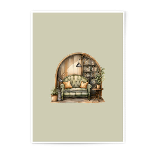 Cozy Library Nook Photographic Prints, Home Decor Art Prints, Interior Design Art Prints, Book Lover Photographic Prints - Tawshia