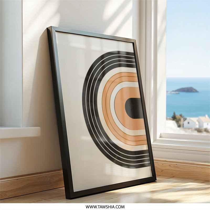 Abstract Arch Wall Art, Geometric Print Decor, Modern Boho Wall Hanging, Contemporary Home Art, Neutral Tone Arches, Unique Wall Art - Tawshia