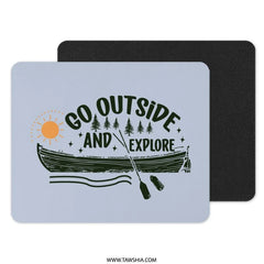Go Outside Explore Mouse Pad, Adventure Awaits, Nature Lover Gift, Camping Theme Mousepad, Outdoor Decor, Canoe, Lake, Forest - Tawshia