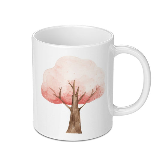Watercolor Tree Mug, Pink Tree Design Mug, Nature Lover Gift, Unique Coffee Mug, Spring Decor Mug, Artistic Mug for Hot Drinks SKU: MG10004212 - Tawshia