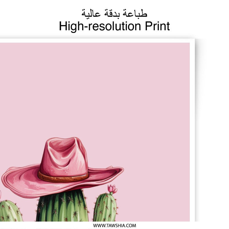 Cactus Photographic Prints, Cowboy Hat Art, Pink Floral Decor, Western Art Print, Desert Home Decor, Southwest Prints, Wall Art - Tawshia