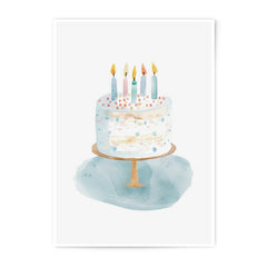 Watercolor Cake Photographic Print, Birthday Cake Art, Cute Cake Illustration Print, Party Decor, Baking Art Print, Childrens Wall Art - Tawshia