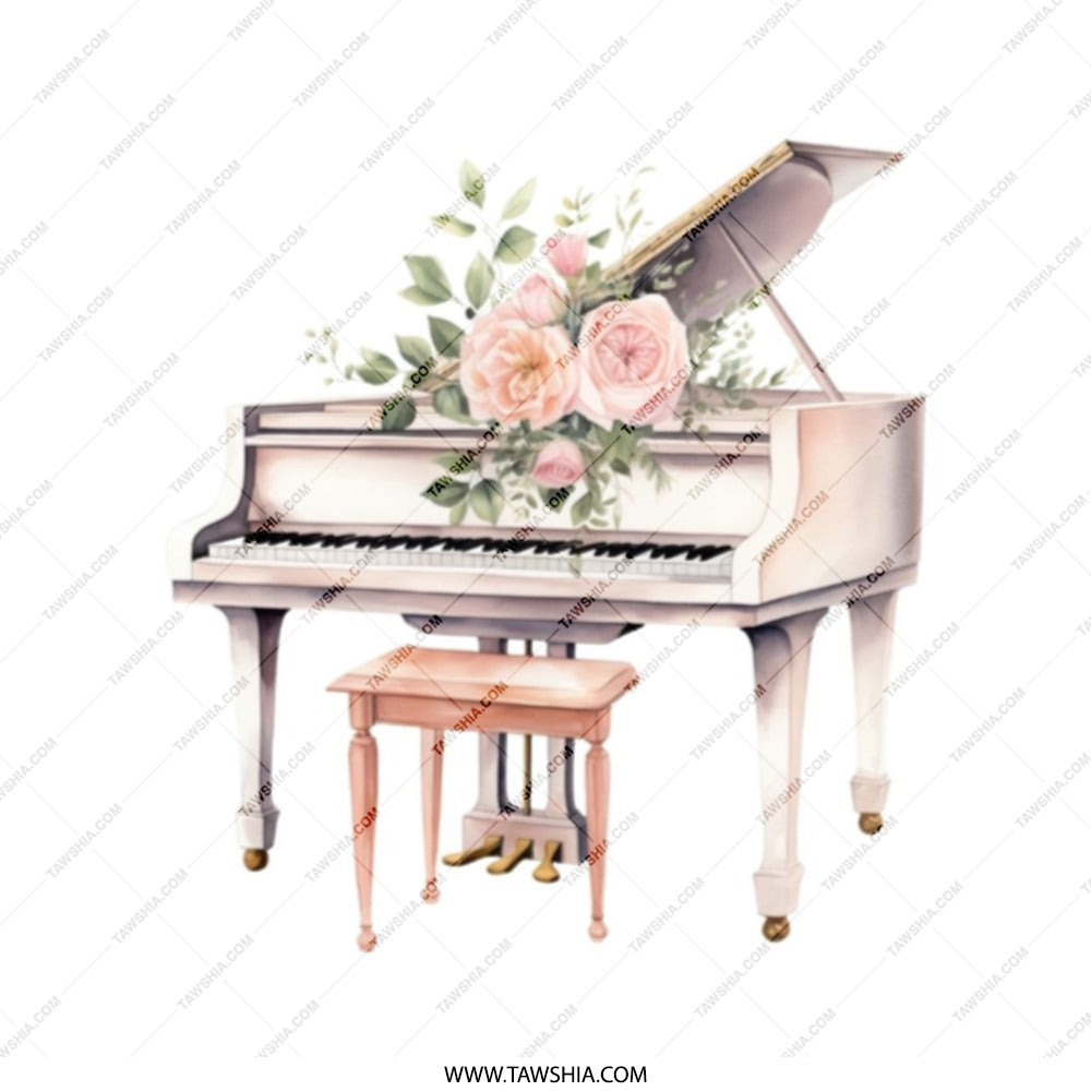 Floral Piano Tote Bag, Music Lover Gift, Aesthetic Tote Bag, Unique Handbag, Book Bag, Everyday Tote, Cute Tote Bag, Gift for Her - Tawshia