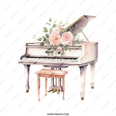 Floral Piano Tote Bag, Music Lover Gift, Aesthetic Tote Bag, Unique Handbag, Book Bag, Everyday Tote, Cute Tote Bag, Gift for Her - Tawshia
