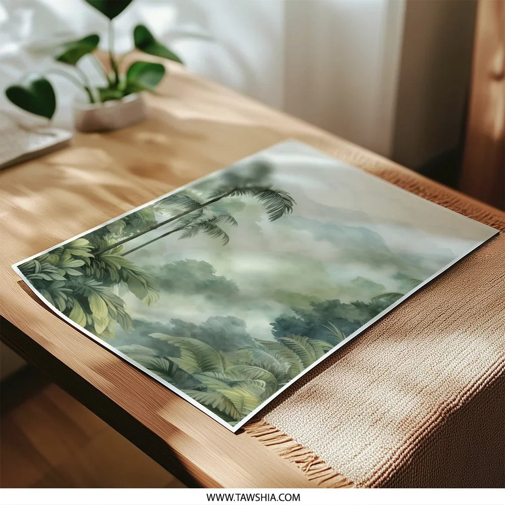 Tropical Photographic Print, Jungle Mist, Palm Trees, Mountain View, Nature Art, Home Decor, Wall Art, Fine Art Photography - Tawshia