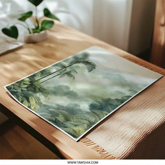 Tropical Photographic Print, Jungle Mist, Palm Trees, Mountain View, Nature Art, Home Decor, Wall Art, Fine Art Photography - Tawshia