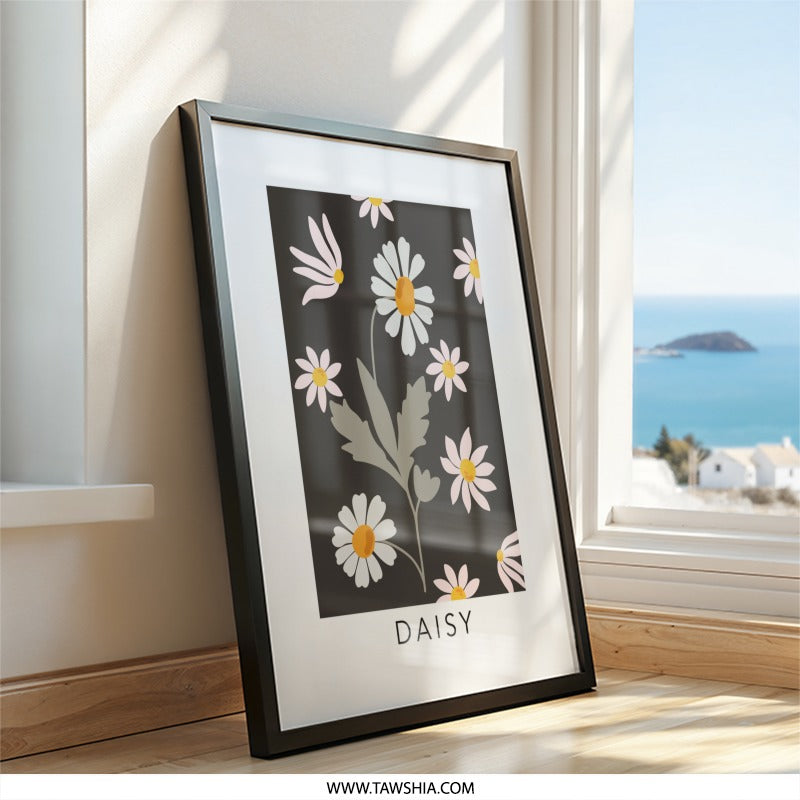 Daisy Wall Art Print, Floral Illustration, Botanical Art, Modern Home Decor, Flower Wall Decor, Daisy Print, Contemporary Art - Tawshia