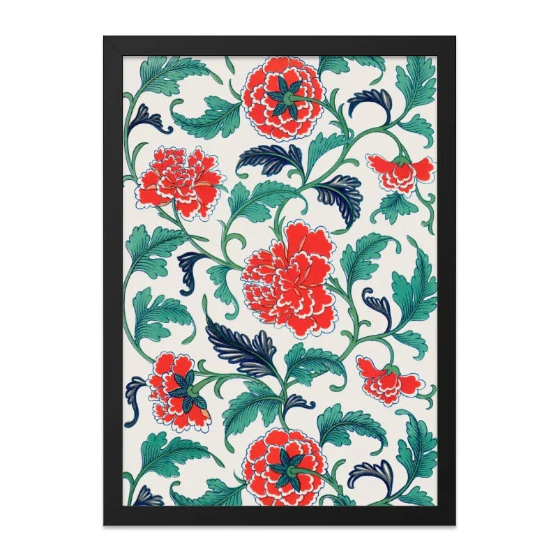 Red Peony Flower Wall Art, Floral Pattern Print, Botanical Home Decor, Antique Inspired Wall Decor, Living Room Art, Elegant Artwork - Tawshia