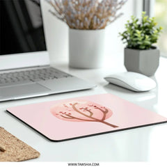Pink Blossom Tree Mouse Pad, Watercolor Tree Art, Botanical Desk Decor, Aesthetic Office Gift, Pink Mousepad, Unique Mouse Pad - Tawshia