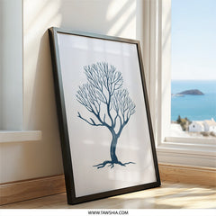 Minimalist Tree Wall Art, Abstract Tree Print, Nature Inspired Artwork, Modern Home Decor, Botanical Wall Hanging, Blue Tree Illustration - Tawshia
