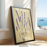 Lavender Field Wall Art, Floral Illustration Print, Botanical Home Decor, Purple Flower Art, Minimalist Design - Tawshia