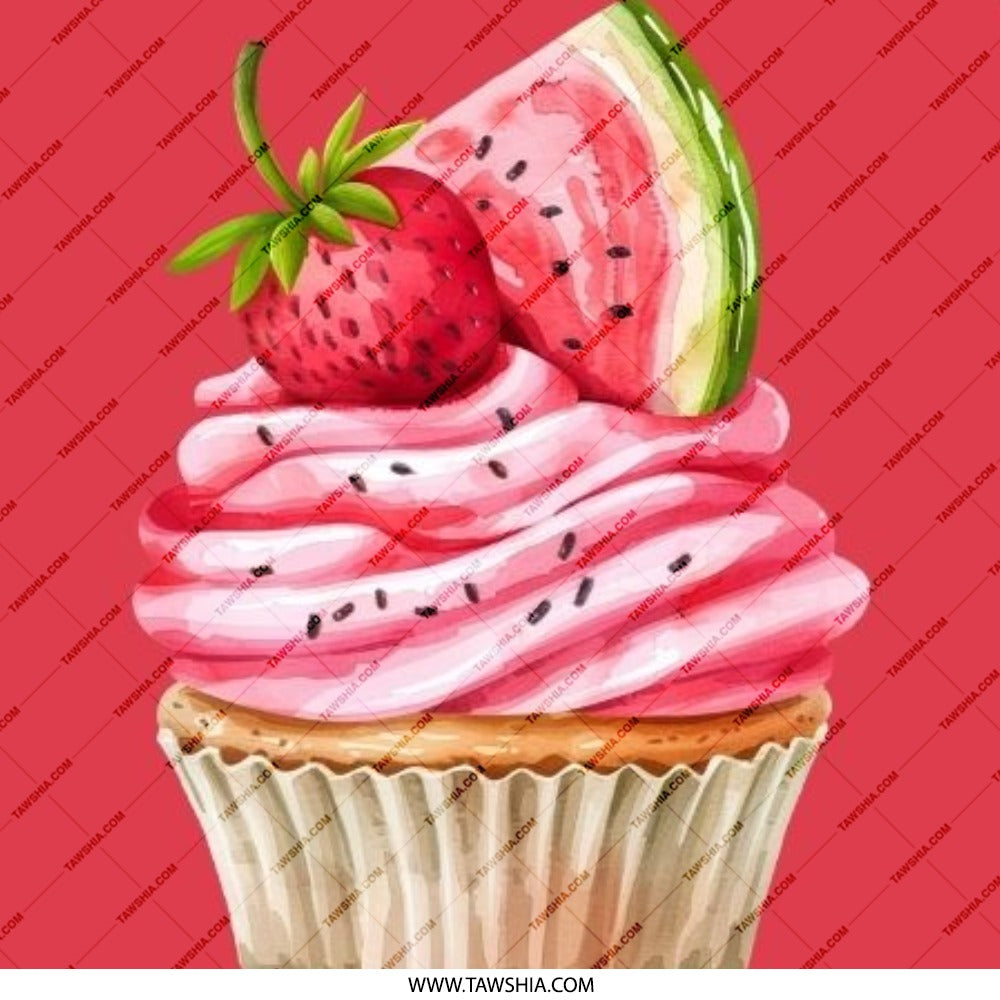 Cupcake Pinback Button, Strawberry and Watermelon Topping Button, Cute Dessert Button, Food Lover Pin, Unique Sweet Treat Pin - Tawshia