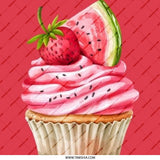 Cupcake Pinback Button, Strawberry and Watermelon Topping Button, Cute Dessert Button, Food Lover Pin, Unique Sweet Treat Pin - Tawshia
