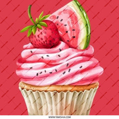 Cupcake Pinback Button, Strawberry and Watermelon Topping Button, Cute Dessert Button, Food Lover Pin, Unique Sweet Treat Pin - Tawshia