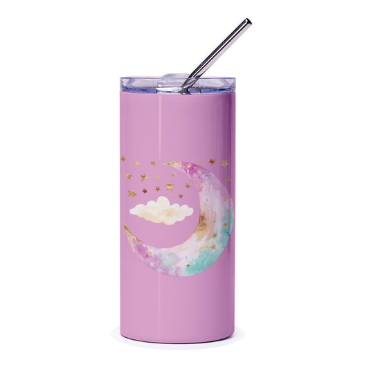 Moon and Stars Tumbler, Celestial Tumbler, Watercolor Moon Tumbler, Dreamy Tumbler, Gift For Her, Cute Tumbler, Travel Mug - Tawshia