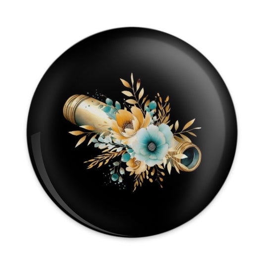 Floral Telescope Pinback Button, Astronomy Gift, Celestial Button, Space Lover Gift, Unique Accessories, Science Teacher Gift - Tawshia