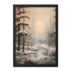 Winter Forest Wall Art, Snowy Landscape Print, Pine Trees Painting, Nature Home Decor, Winter Season Artwork, Calm Serene Scenery - Tawshia