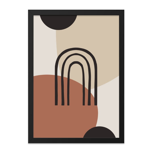 Abstract Rainbow Wall Art, Geometric Shapes Print, Modern Minimalist Decor, Beige and Brown Tones, Home and Office Art - Tawshia