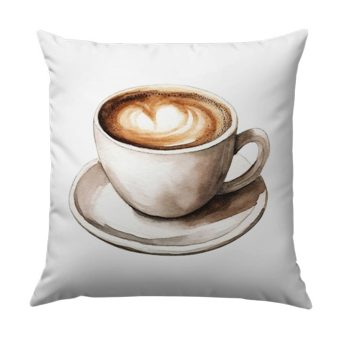 Coffee Lover Pillow, Latte Art Throw Pillow, Watercolor Coffee Cup Accent Pillow, Modern Home Decor Cushion, Coffee Themed Gift Idea - Tawshia
