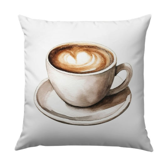 Coffee Lover Pillow, Latte Art Throw Pillow, Watercolor Coffee Cup Accent Pillow, Modern Home Decor Cushion, Coffee Themed Gift Idea - Tawshia