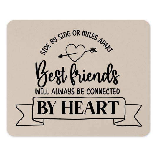Best Friends Mouse Pad, Friendship Gift, Long Distance Friends, Connected By Heart, Office Decor, Custom Mousepad, Cute Gift Idea - Tawshia