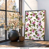 Floral Wall Art, Pink Flowers Print, Botanical Art Decor, Flower Pattern Painting, Feminine Wall Decor, Home Decor Art - Tawshia