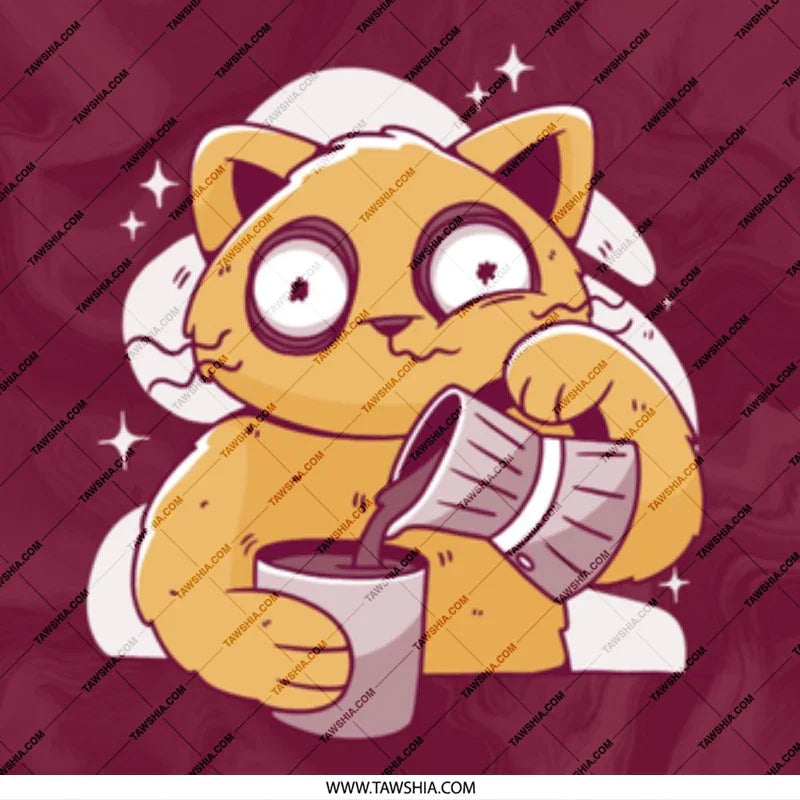 Cute Cartoon Cat with Coffee Mug Illustration product