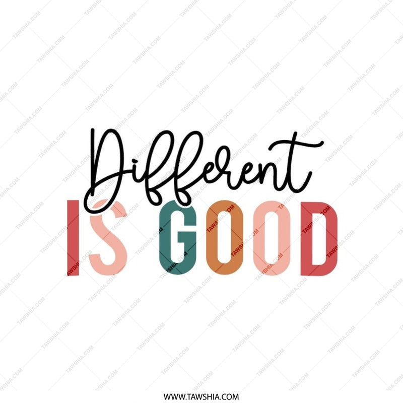 Different Is Good Pillow, Inspirational Quote Throw Pillow, Motivational Home Decor, Positive Affirmation, Colorful Text Design Pillow - Tawshia