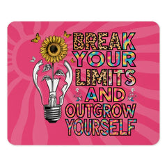 Sunflower Mouse Pad, Motivational Mousepad, Break Your Limits, Outgrow Yourself, Floral Office Decor, Inspirational Gift, Desk Accessories - Tawshia