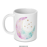 Watercolor Moon Mug, Celestial Coffee Cup, Stars Mug, Night Sky Mug, Dreamy Mug, Gift Idea, Unique Coffee Mug, Magical Mug, Pastel Colors SKU: MG10004209 - Tawshia