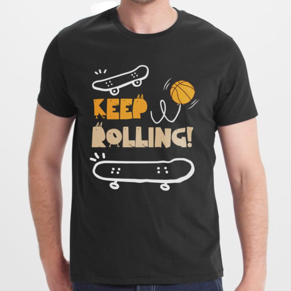 Keep Rolling Basketball Skateboarding Graphic Shirt product type