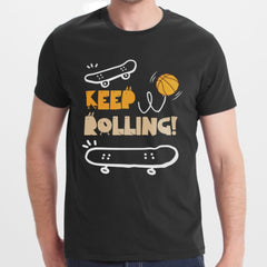 Keep Rolling Basketball Skateboarding Graphic Shirt product type