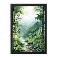 Tropical Forest Wall Art, Jungle Landscape Print, Lush Greenery Decor, Nature Painting Artwork, Exotic Scenery Poster - Tawshia