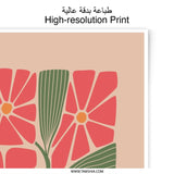 Retro Floral Photographic Print, Geometric Flower Art, Mid Century Modern Wall Decor, Abstract Botanical Print, Pink and Green Home Art - Tawshia