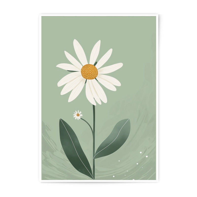 Daisy Photographic Print, Minimalist Floral Wall Art, Botanical Photo, Flower Illustration, Green Art Print, Home Decor, Gift Idea - Tawshia