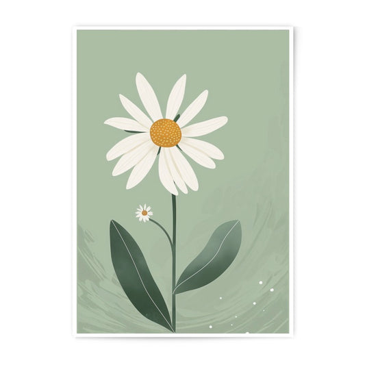 Daisy Photographic Print, Minimalist Floral Wall Art, Botanical Photo, Flower Illustration, Green Art Print, Home Decor, Gift Idea - Tawshia