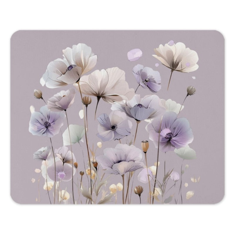 Floral Mouse Pad, Purple Flowers Mousepad, Aesthetic Desk Decor, Computer Accessory, Office Gift, Cute Mouse Pad - Tawshia