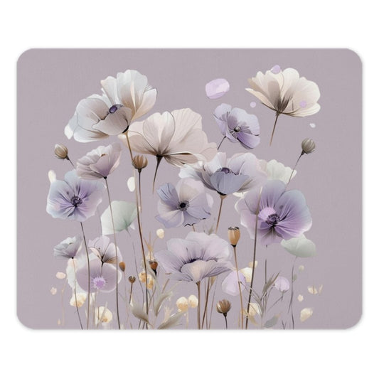Floral Mouse Pad, Purple Flowers Mousepad, Aesthetic Desk Decor, Computer Accessory, Office Gift, Cute Mouse Pad - Tawshia
