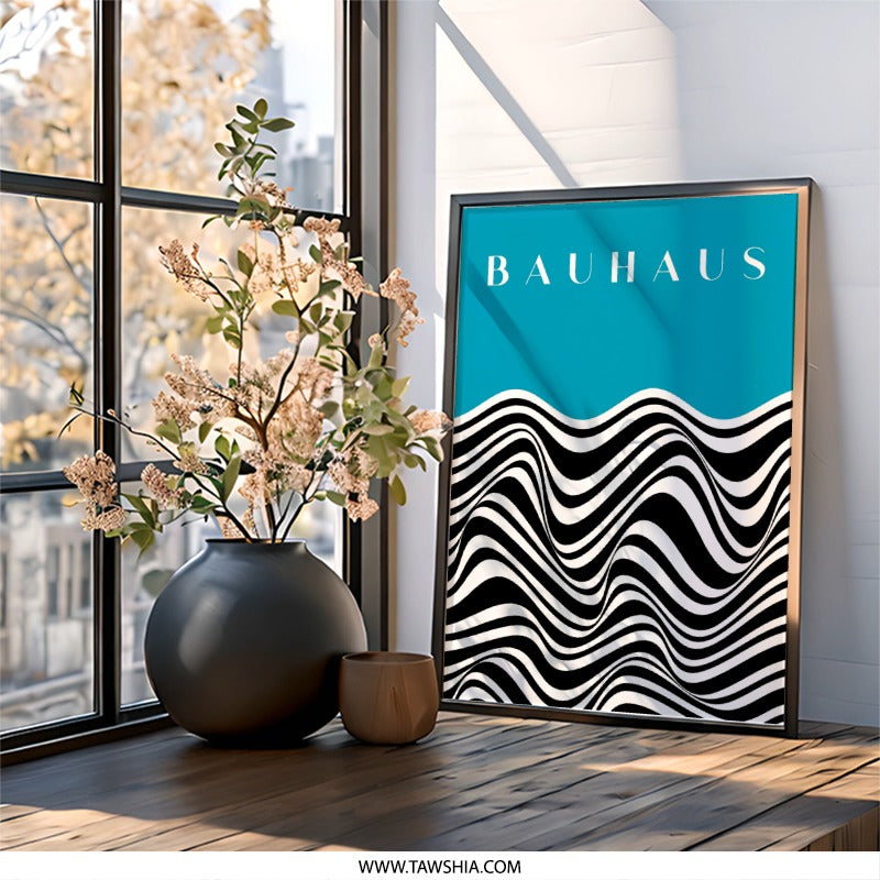 Bauhaus Wall Art, Abstract Print, Modernist Poster, Wavy Lines Art, Home Decor, Office Wall Art, Bauhaus Decor, Minimalist Print - Tawshia