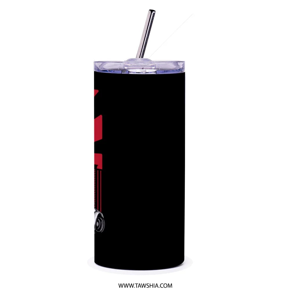 High Capacity Travel Mug with Bold Red Stripes product