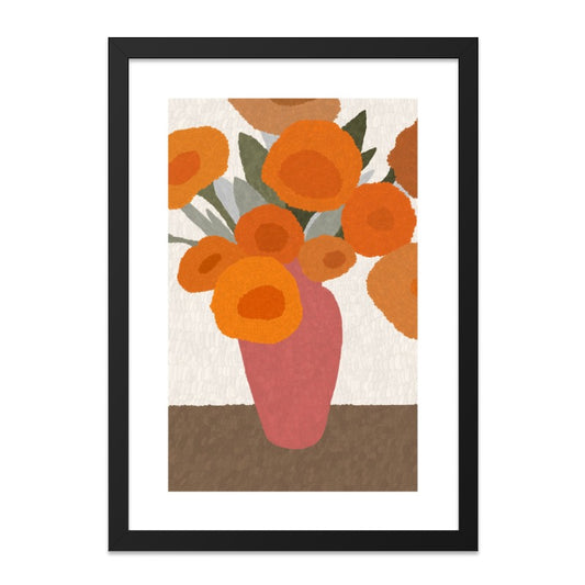 Orange Flower Bouquet Wall Art, Floral Still Life Print, Modern Home Decor, Colorful Botanical Artwork, Living Room Art, Gift Idea - Tawshia